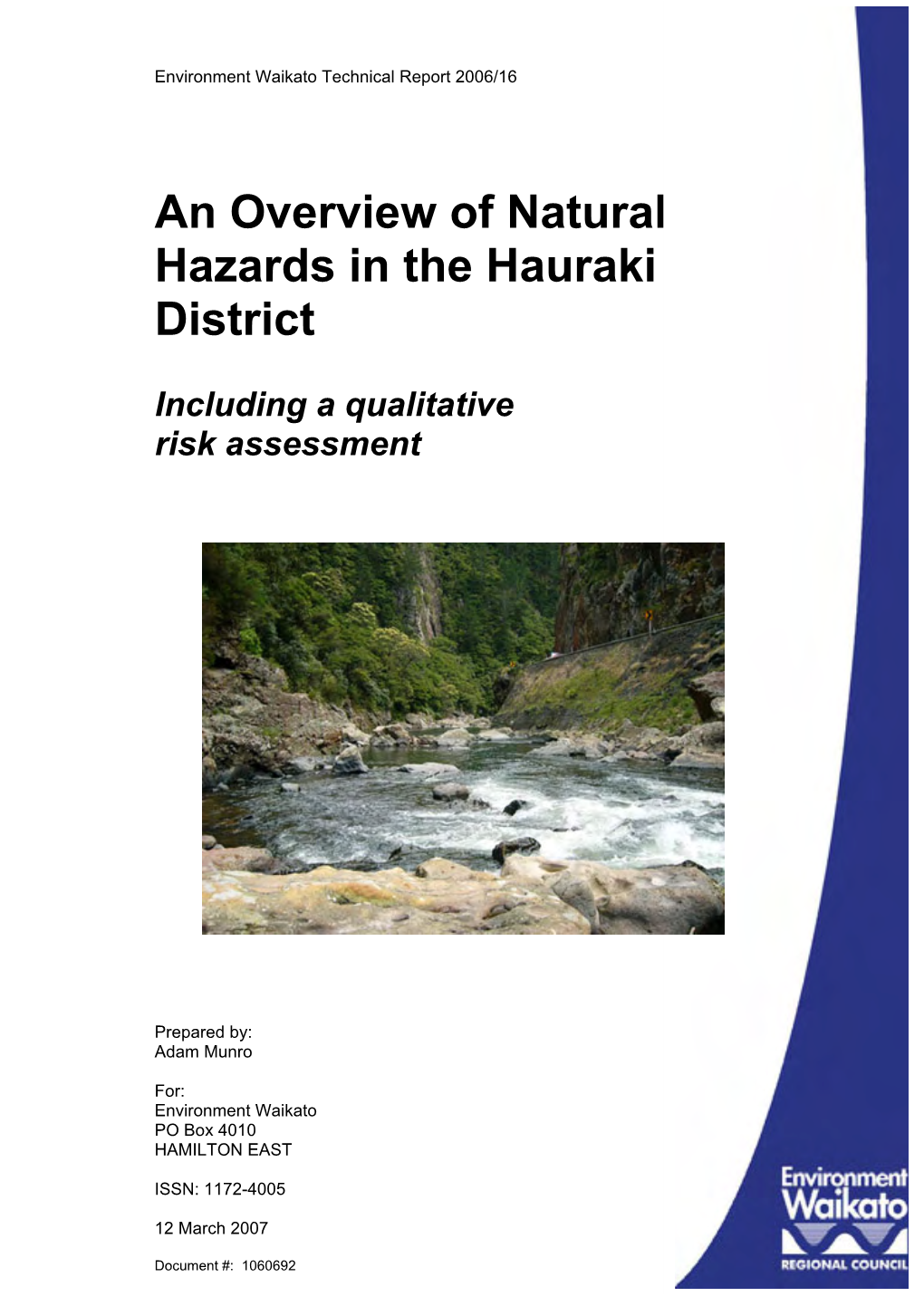 An Overview of Natural Hazards in the Hauraki District