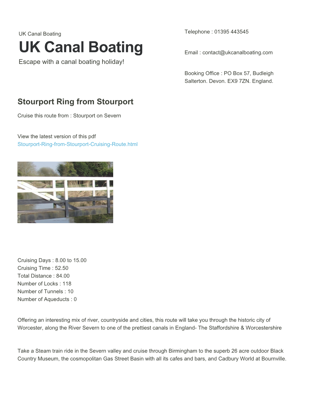 Stourport Ring from Stourport | UK Canal Boating