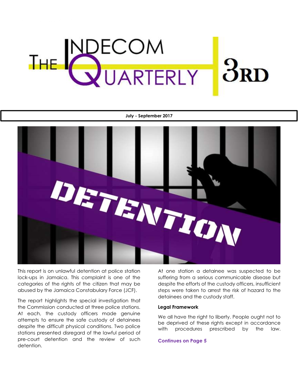 This Report Is on Unlawful Detention at Police Station Lock-Ups in Jamaica