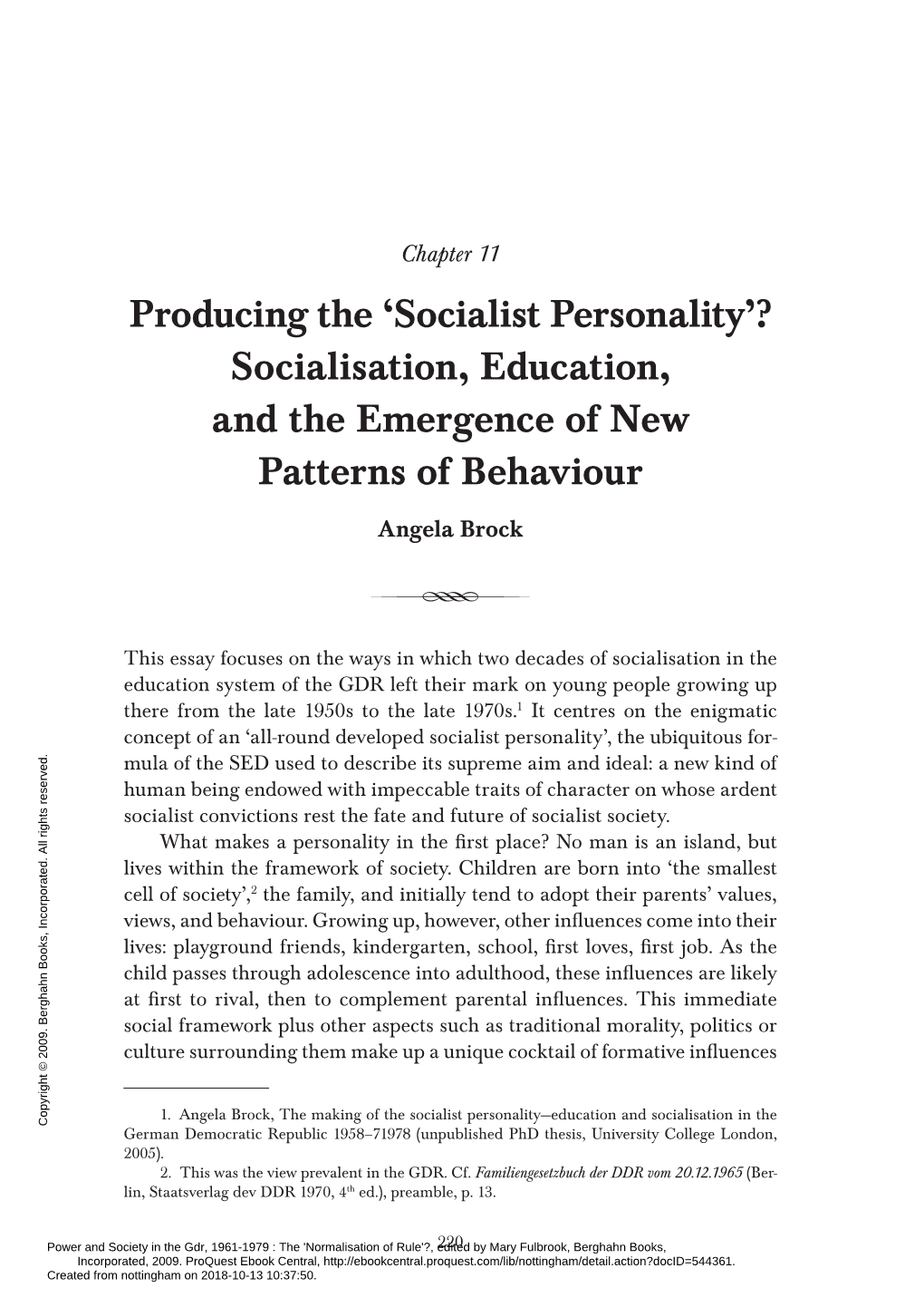 Producing the 'Socialist Personality'? Socialisation, Education, and The