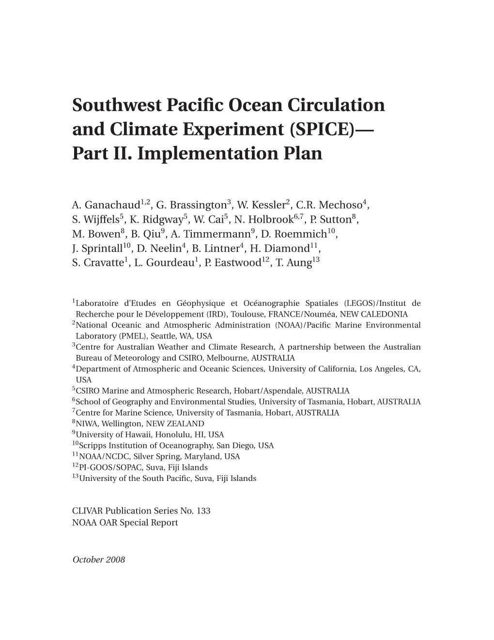 Southwest Pacific Ocean Circulation and Climate Experiment (SPICE)