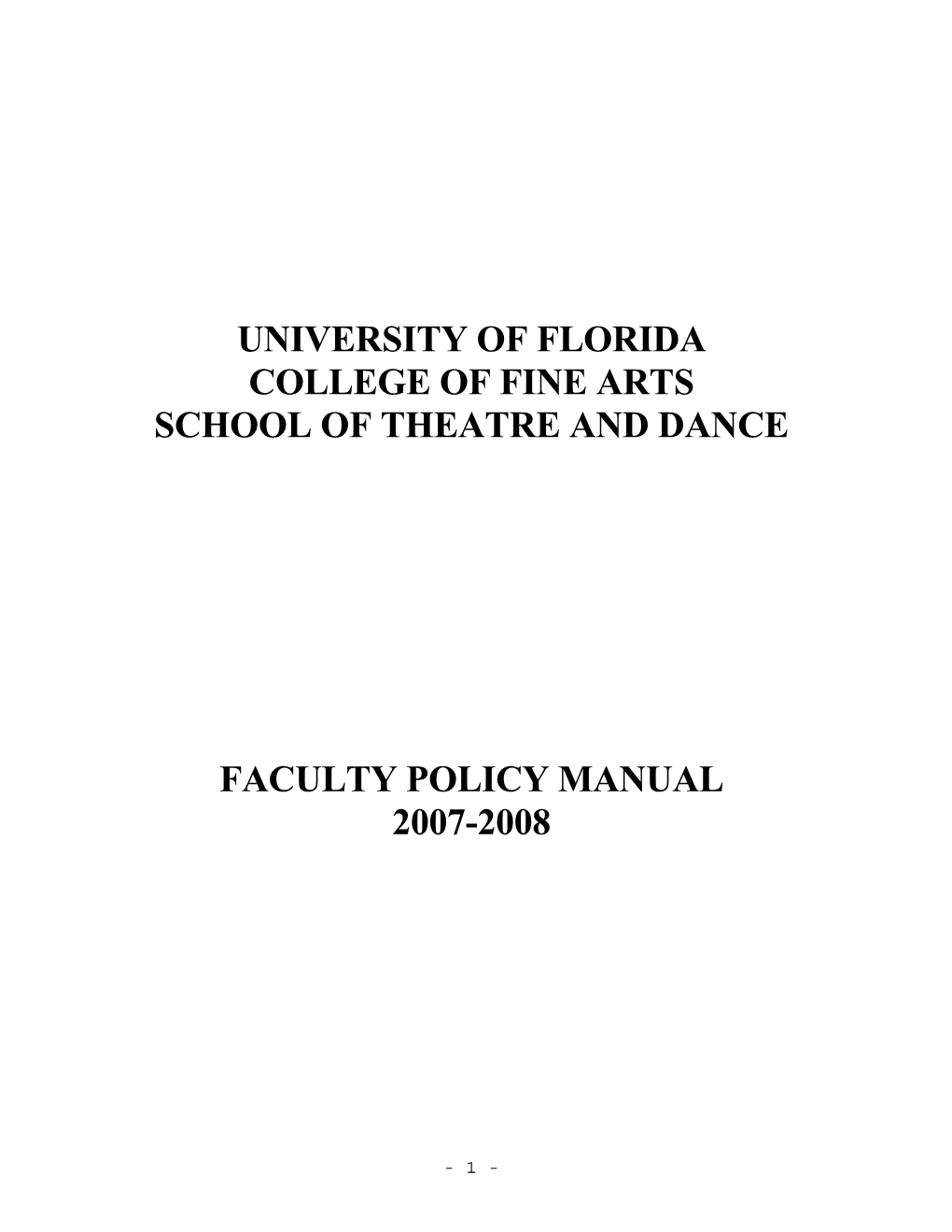 University of Florida College of Fine Arts School of Theatre and Dance
