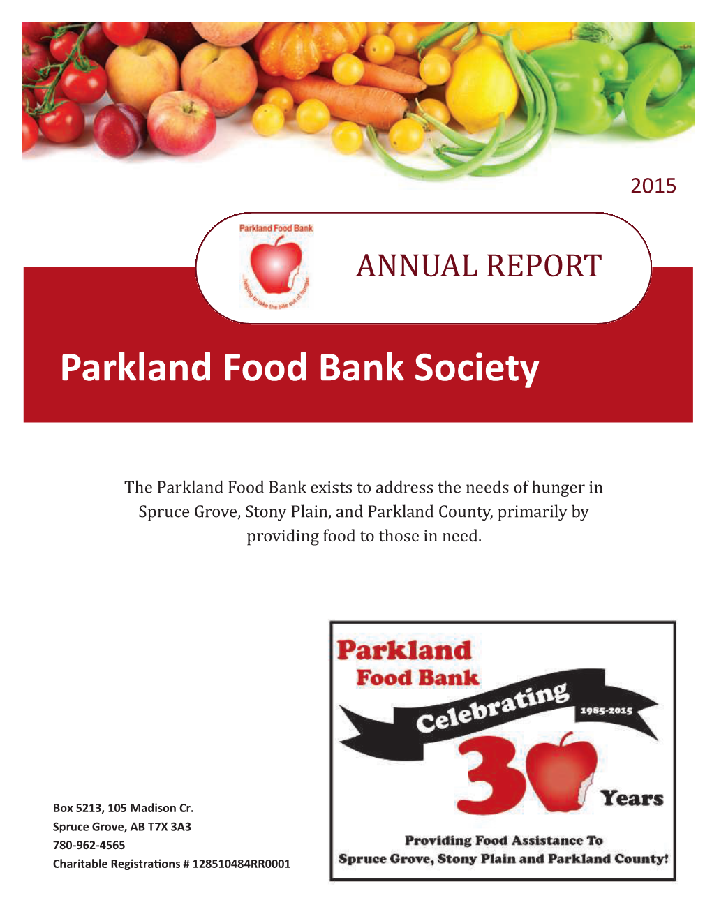 2015 Parkland Food Bank Annual Report