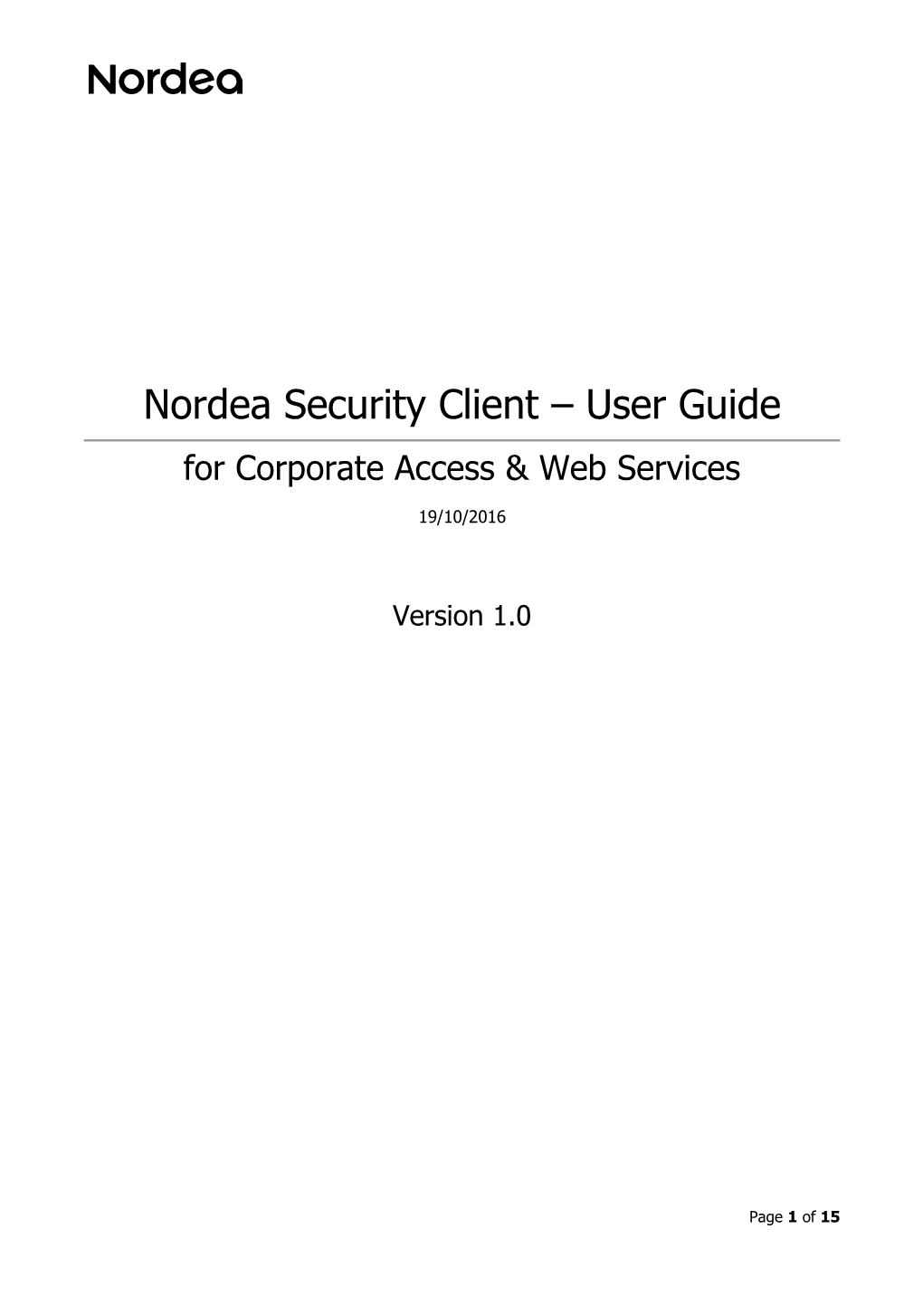 Nordea Security Client – User Guide