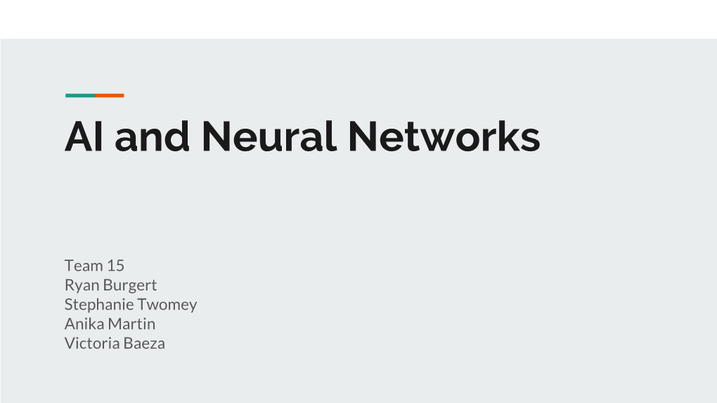AI and Neural Networks