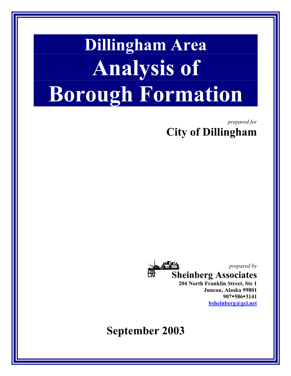 Dillingham Area Analysis of Borough Formation 2003