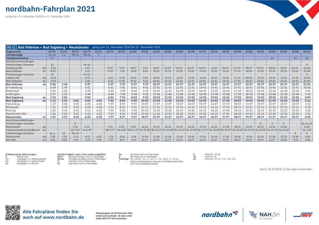 Nordbahn-Fahrplan 2021 Gültig Vom 13