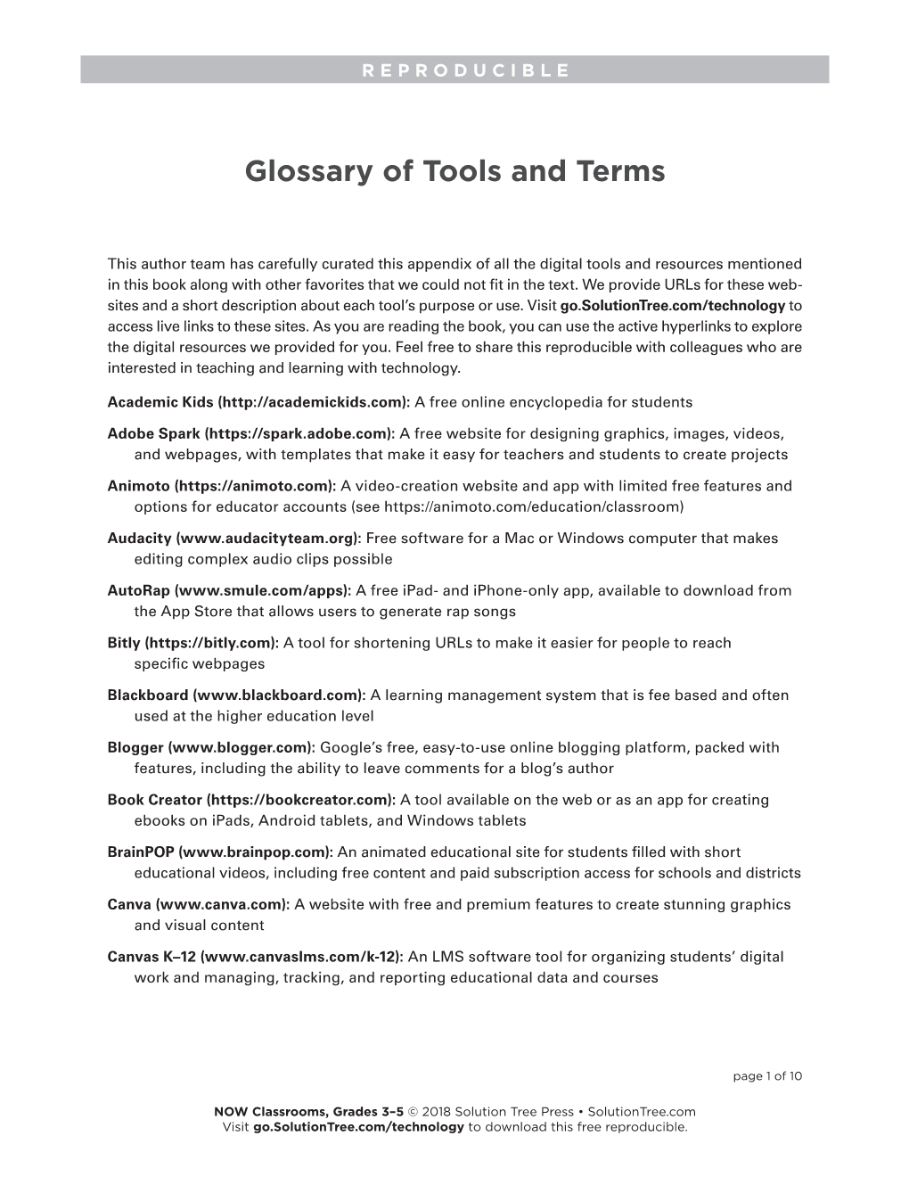 Glossary of Tools and Terms