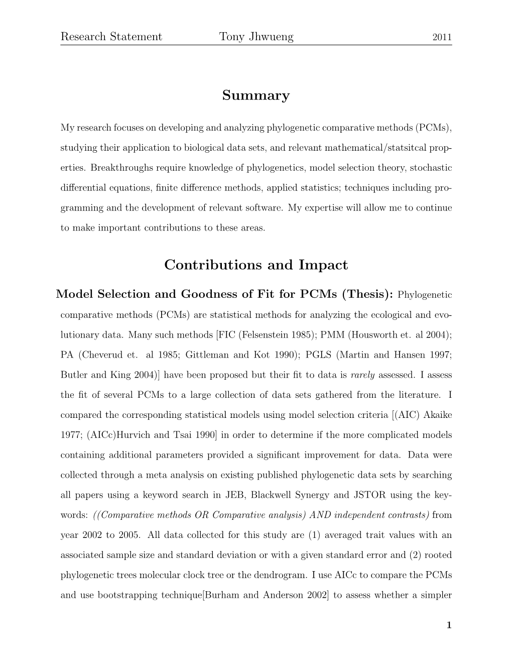 Research Statement Tony Jhwueng 2011