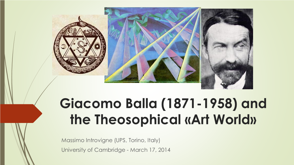 Giacomo Balla (1871-1958) and the Theosophical «Art World»