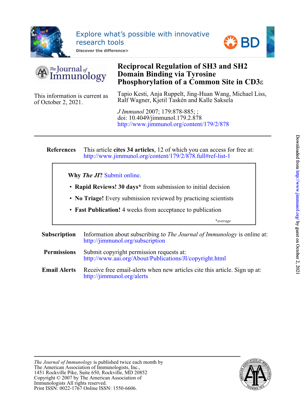 Ε Phosphorylation of a Common Site in CD3 Domain Binding Via