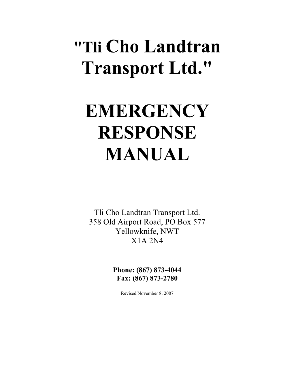 Tli Cho Landtran Transport Ltd."