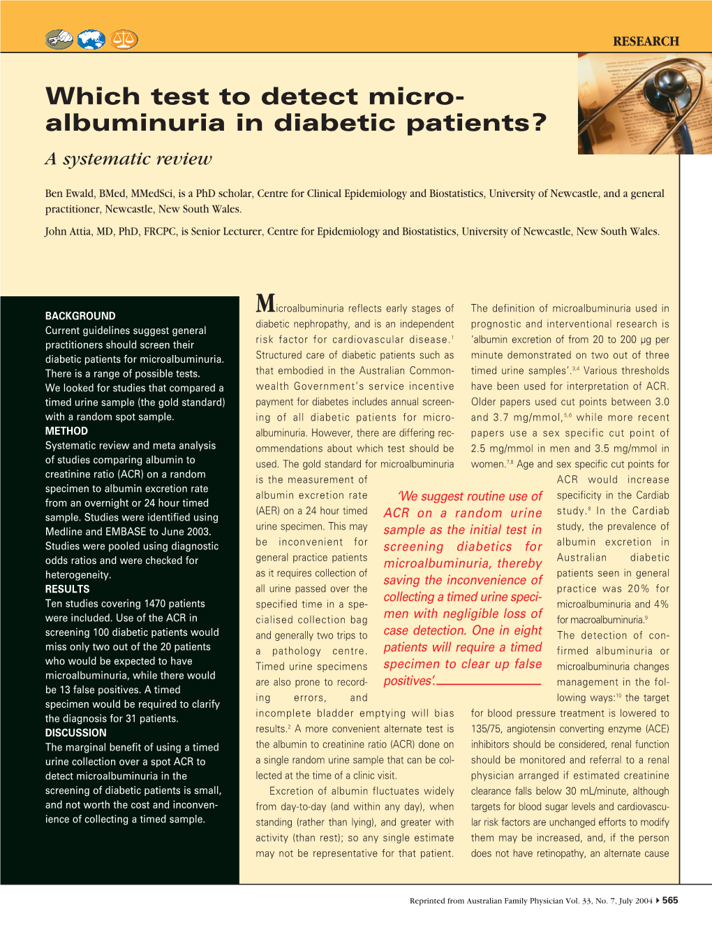 Which Test to Detect Micro- Albuminuria in Diabetic Patients? a Systematic Review
