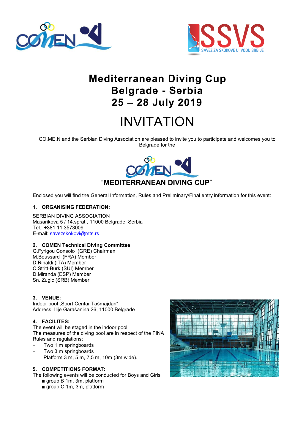 Mediterranean Diving Cup Belgrade - Serbia 25 – 28 July 2019