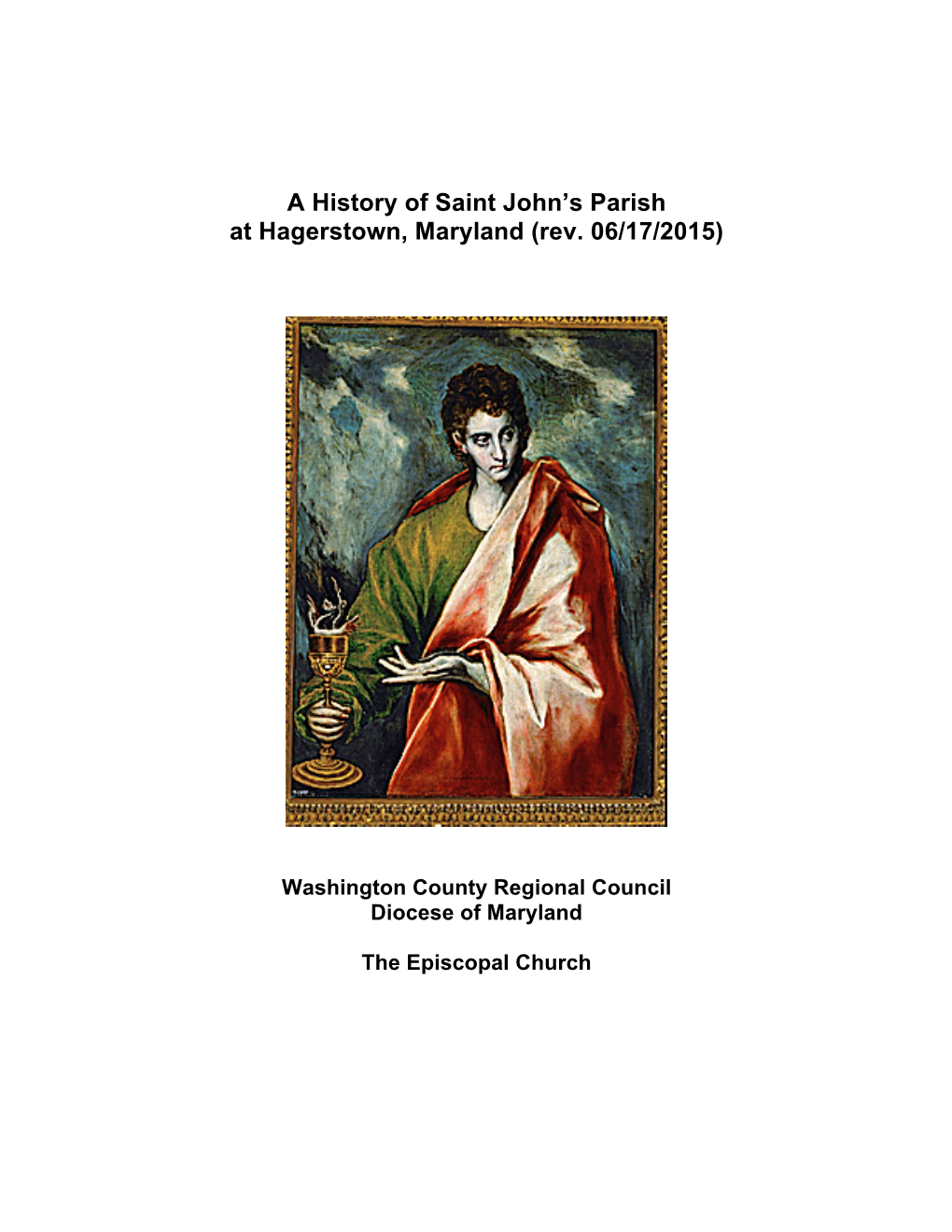 A History of Saint John's Parish at Hagerstown, Maryland (Rev. 06/17