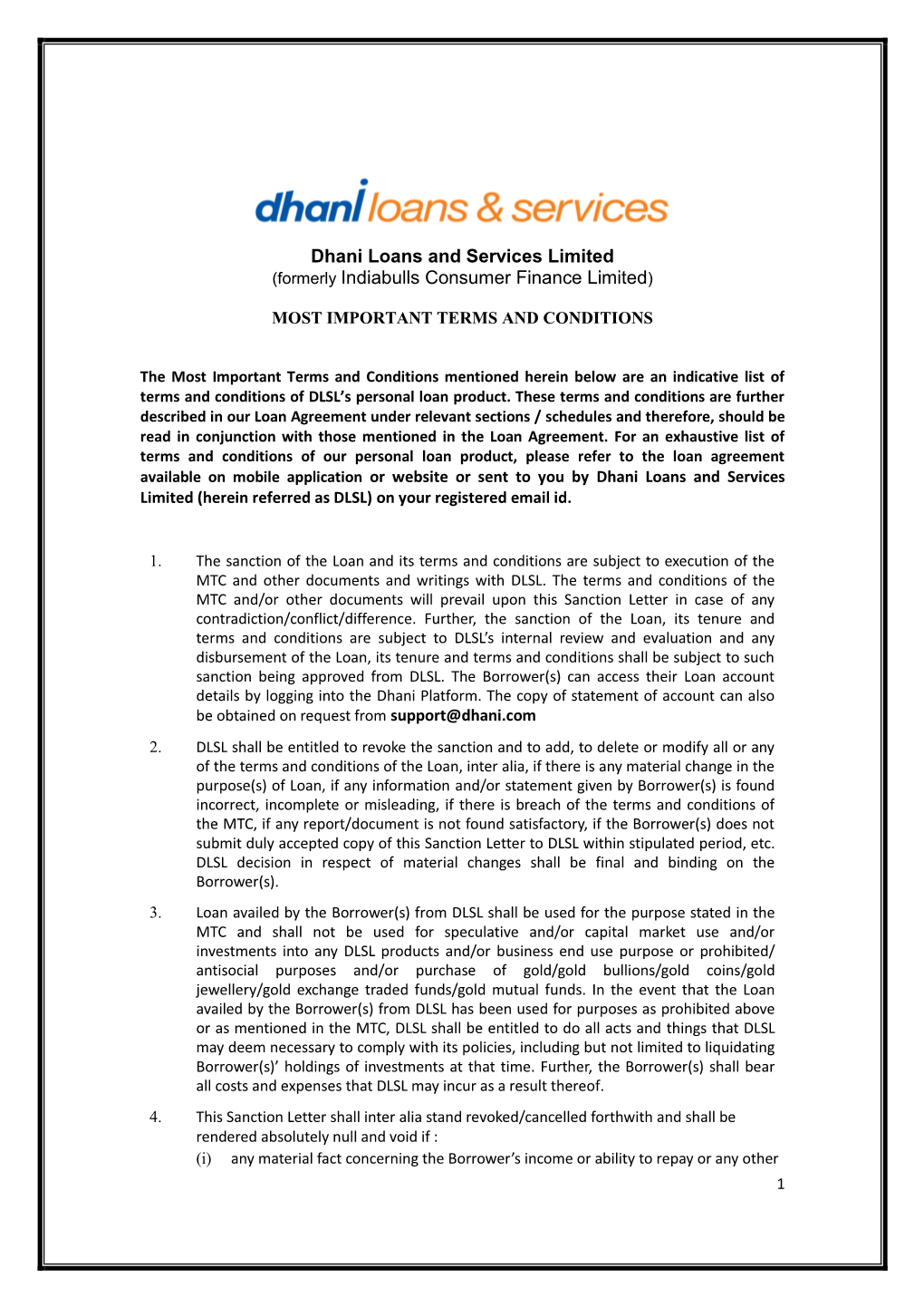 Dhani Loans and Services Limited (Formerly Indiabulls Consumer Finance Limited)