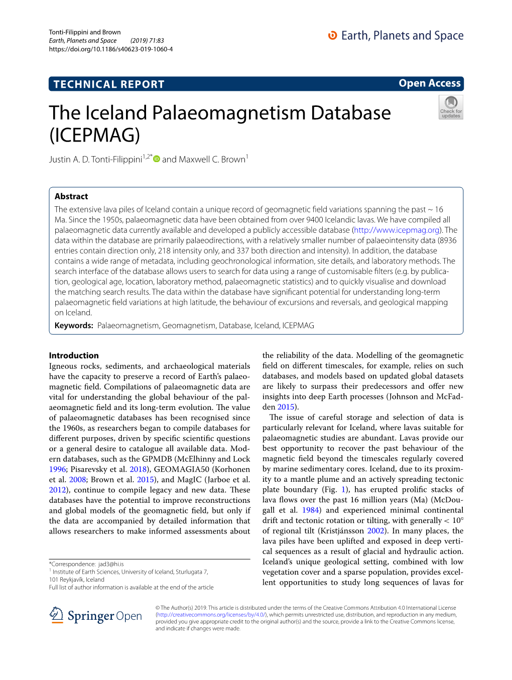 The Iceland Palaeomagnetism Database (ICEPMAG) Justin A