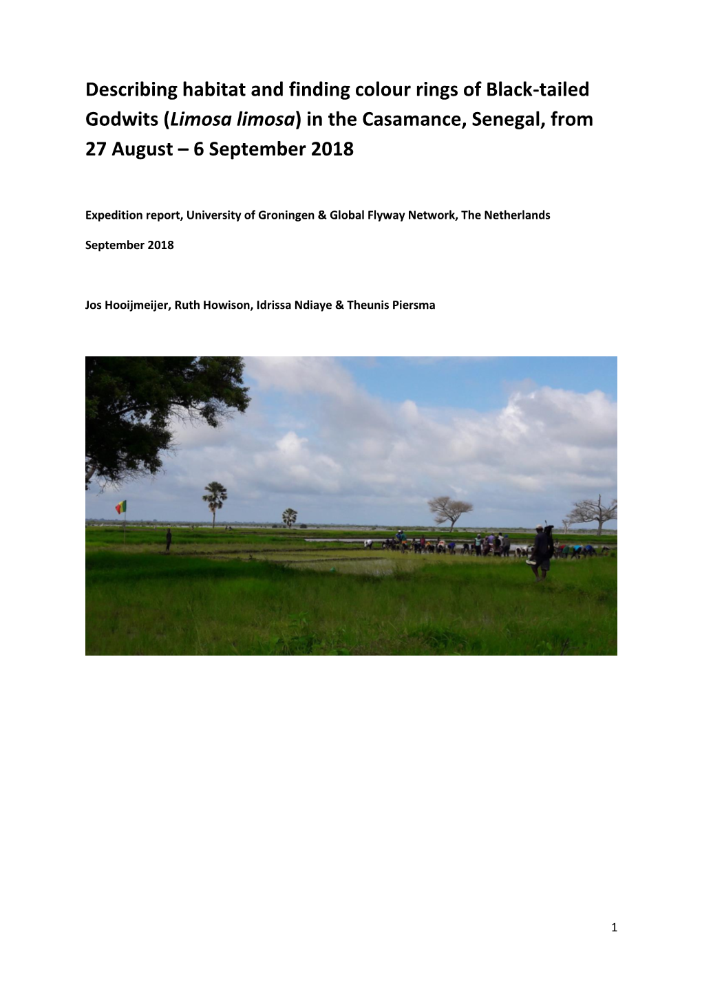 Describing Habitat and Finding Colour Rings of Black-Tailed Godwits (Limosa Limosa) in the Casamance, Senegal, from 27 August – 6 September 2018