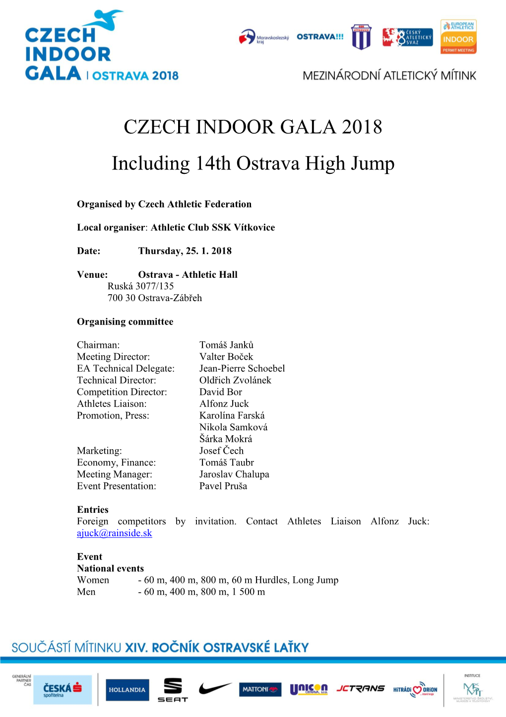 CZECH INDOOR GALA 2018 Including 14Th Ostrava High Jump