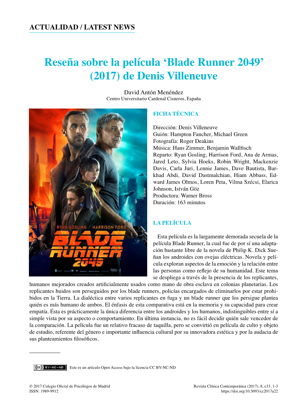 Blade Runner 2049’ (2017) De Denis Villeneuve