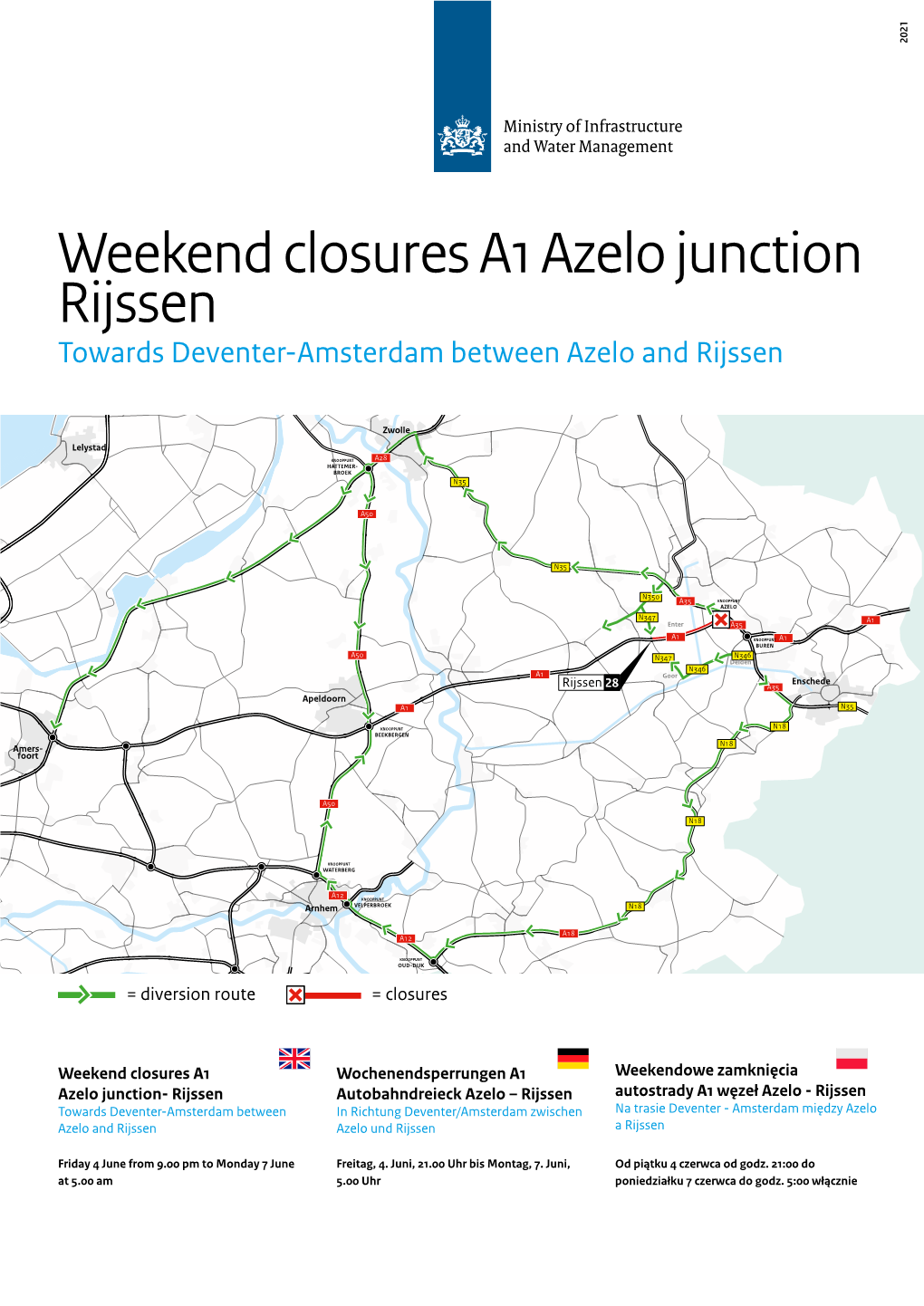 Weekend Closures A1 Azelo Junction Rijssen