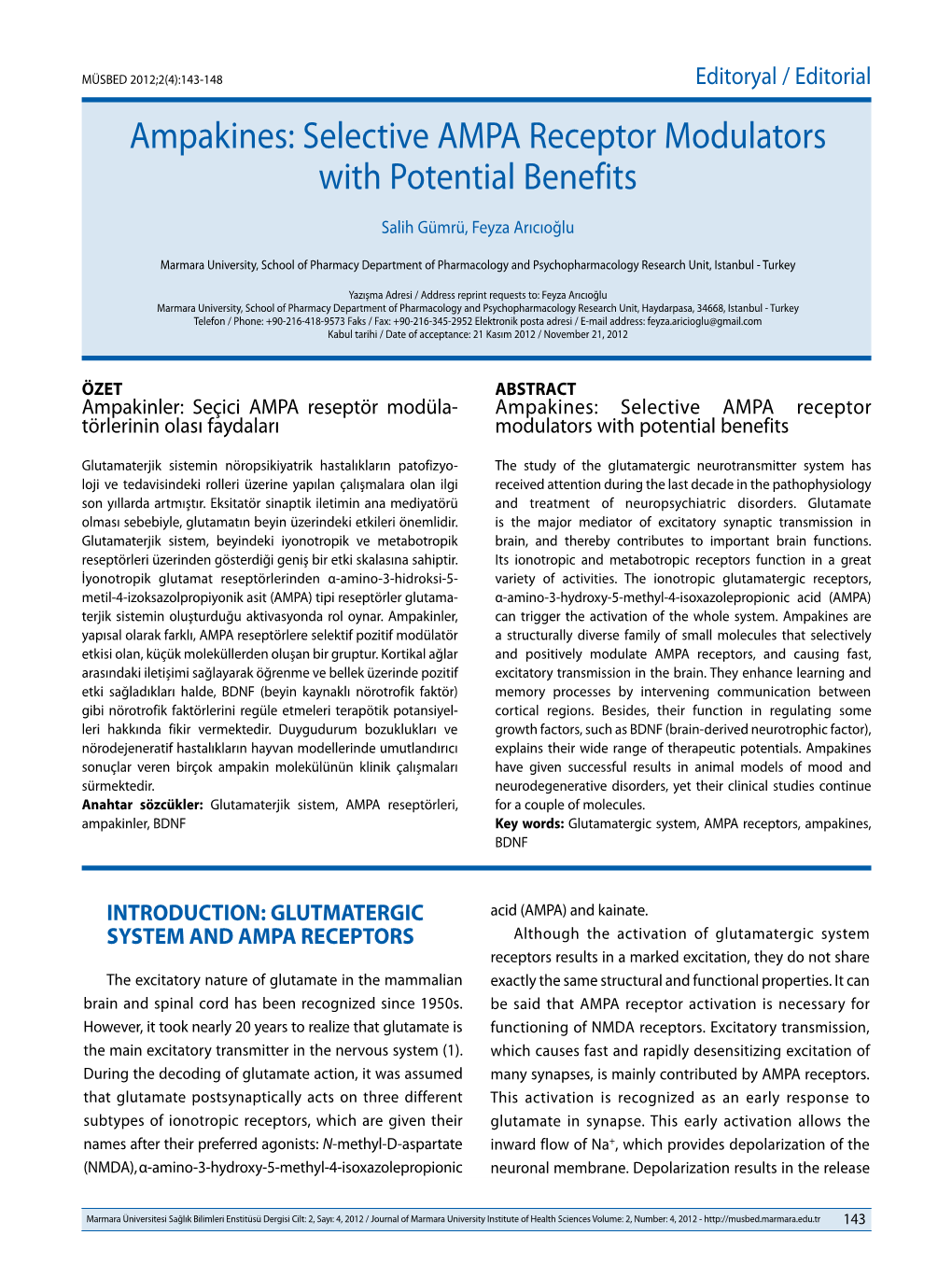 Ampakines: Selective AMPA Receptor Modulators with Potential Benefits