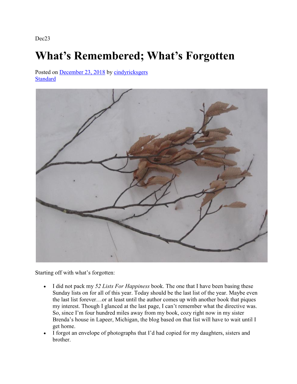 What's Remembered