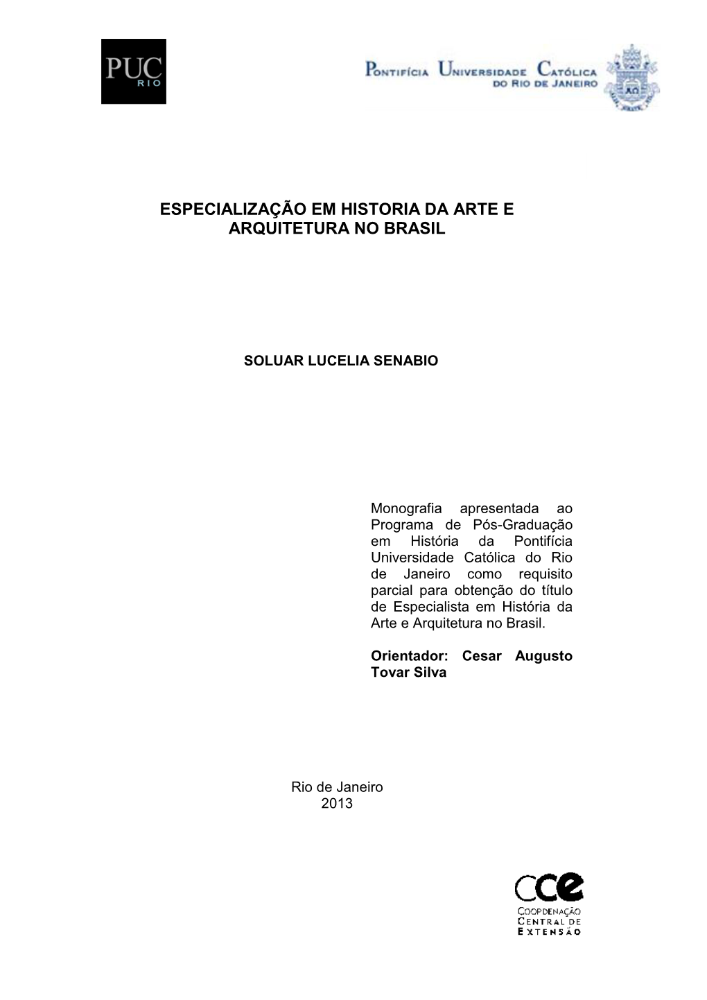 Especialização Em Historia Da Arte E Arquitetura No Brasil