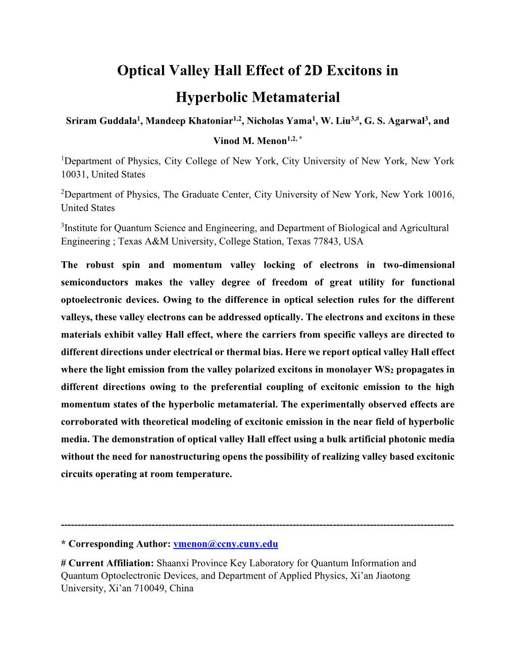 Optical Valley Hall Effect of 2D Excitons in Hyperbolic Metamaterial