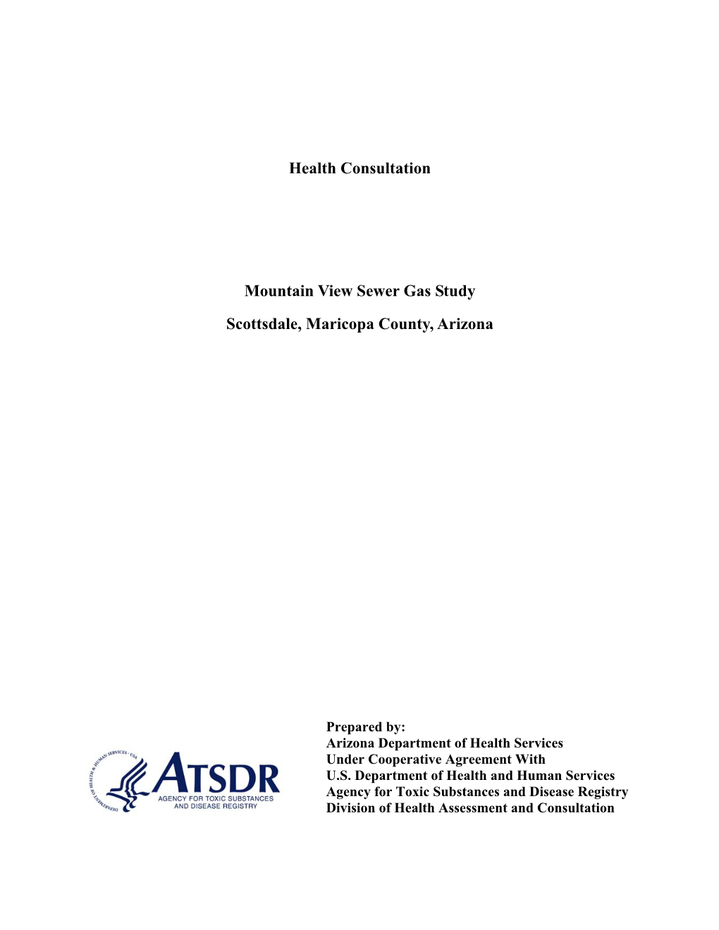 Health Consultation Mountain View Sewer Gas Study; Scottsdale, AZ