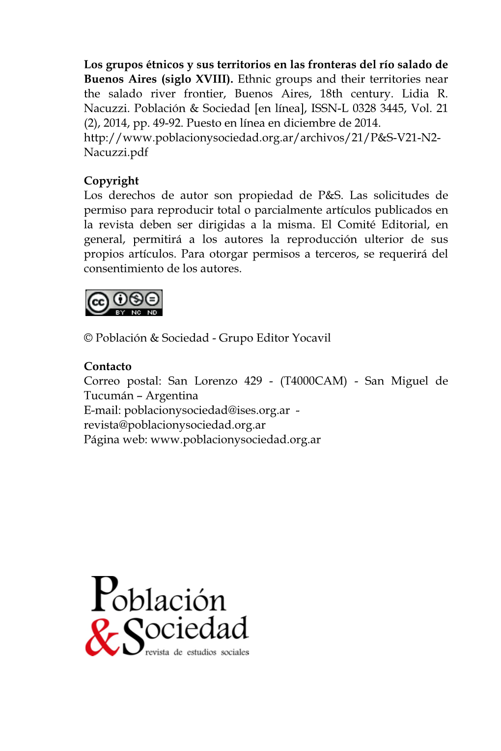 Los Grupos Étnicos Y Sus Territorios En Las Fronteras Del Río Salado De Buenos Aires (Siglo XVIII)