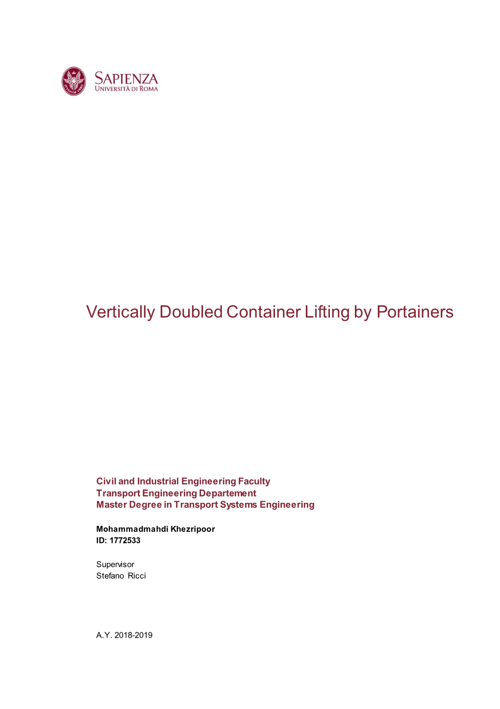 Vertically Doubled Container Lifting by Portainers