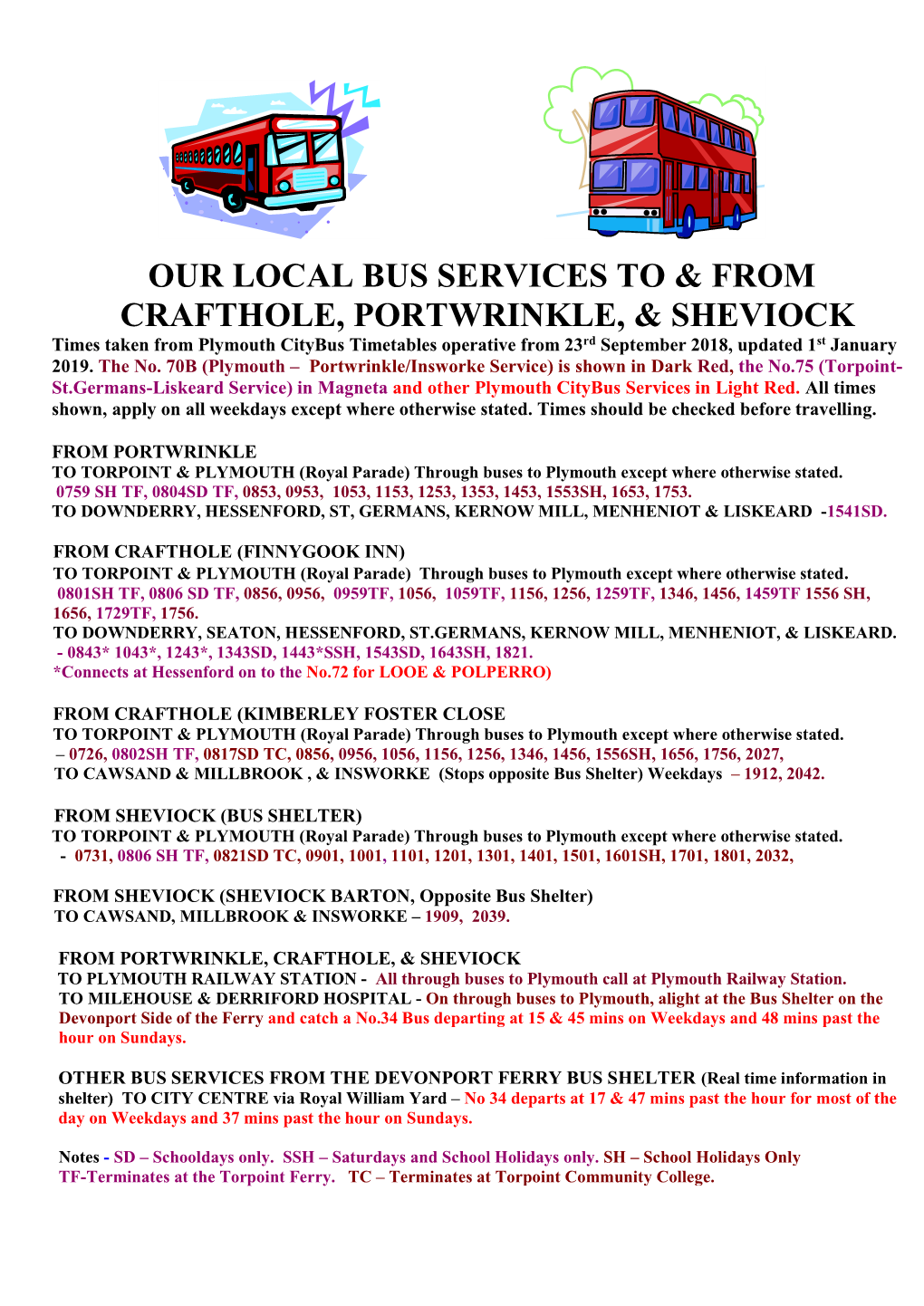 Our Local Bus Services to & From