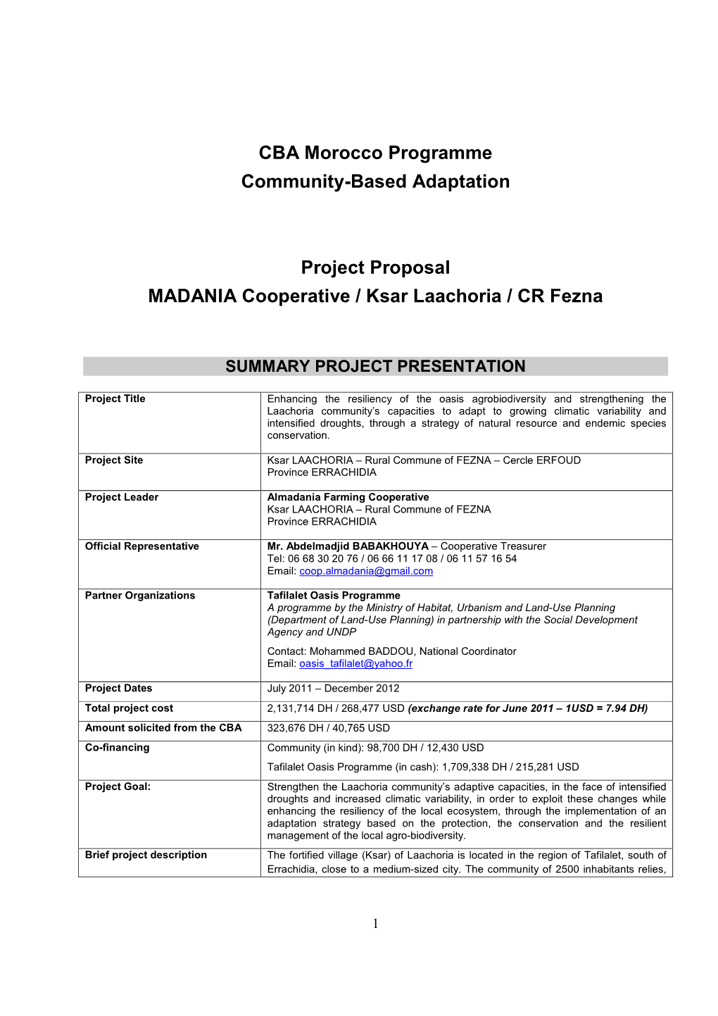 MADANIA CBA Project Document Final En