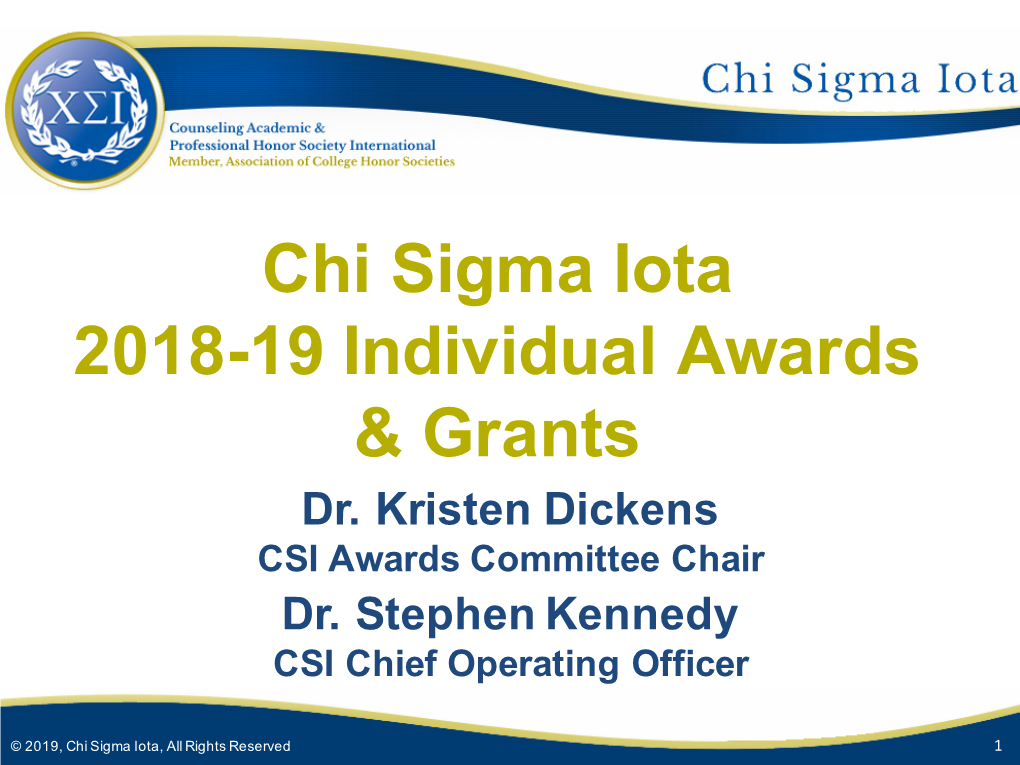 Chi Sigma Iota 2018-19 Individual Awards & Grants