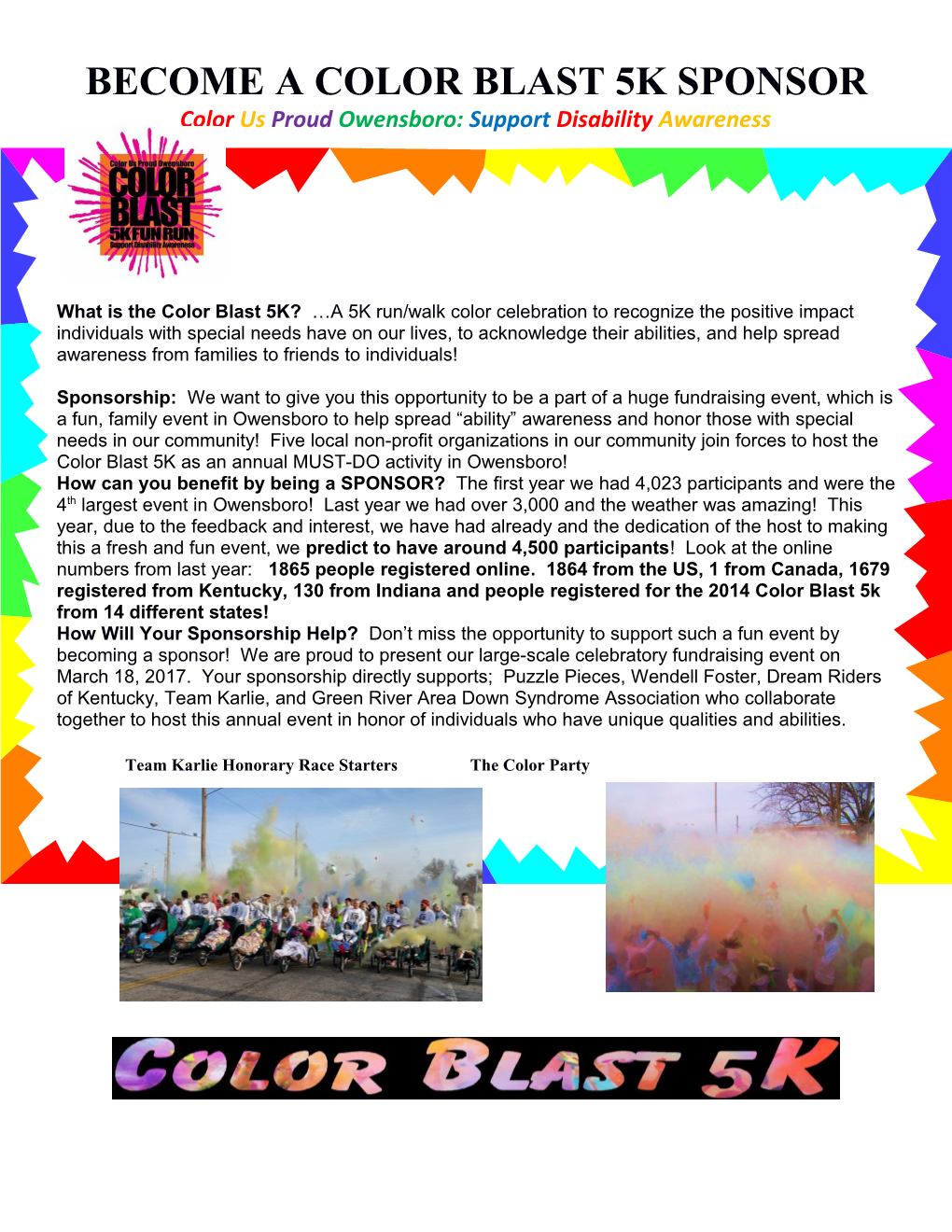 Become a Color Blast 5K Sponsor