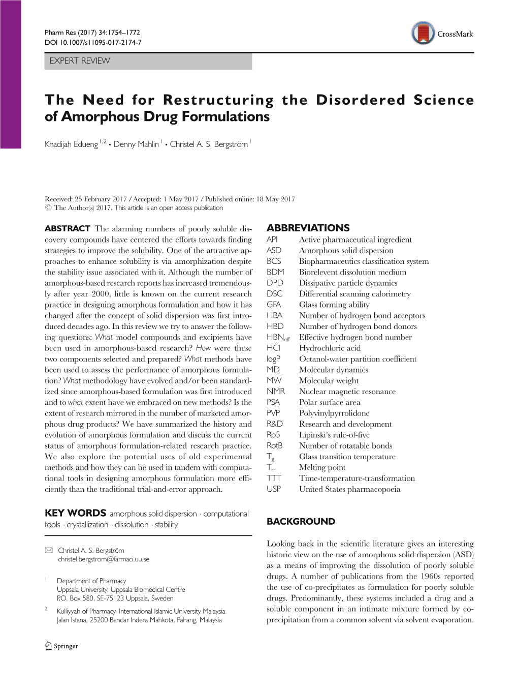 The Need for Restructuring the Disordered Science of Amorphous Drug Formulations