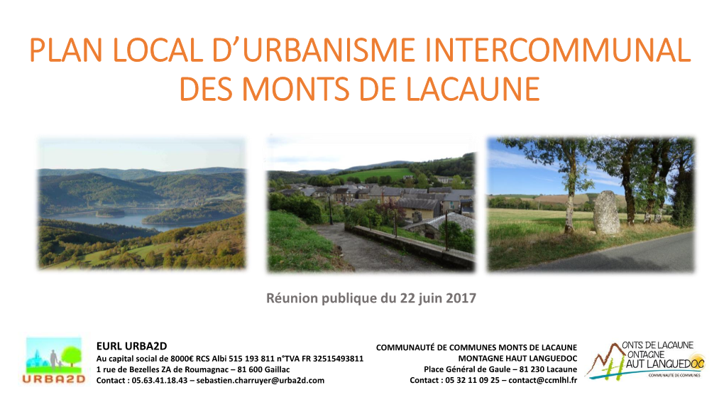 Plan Local D'urbanisme Intercommunal Des Monts De Lacaune