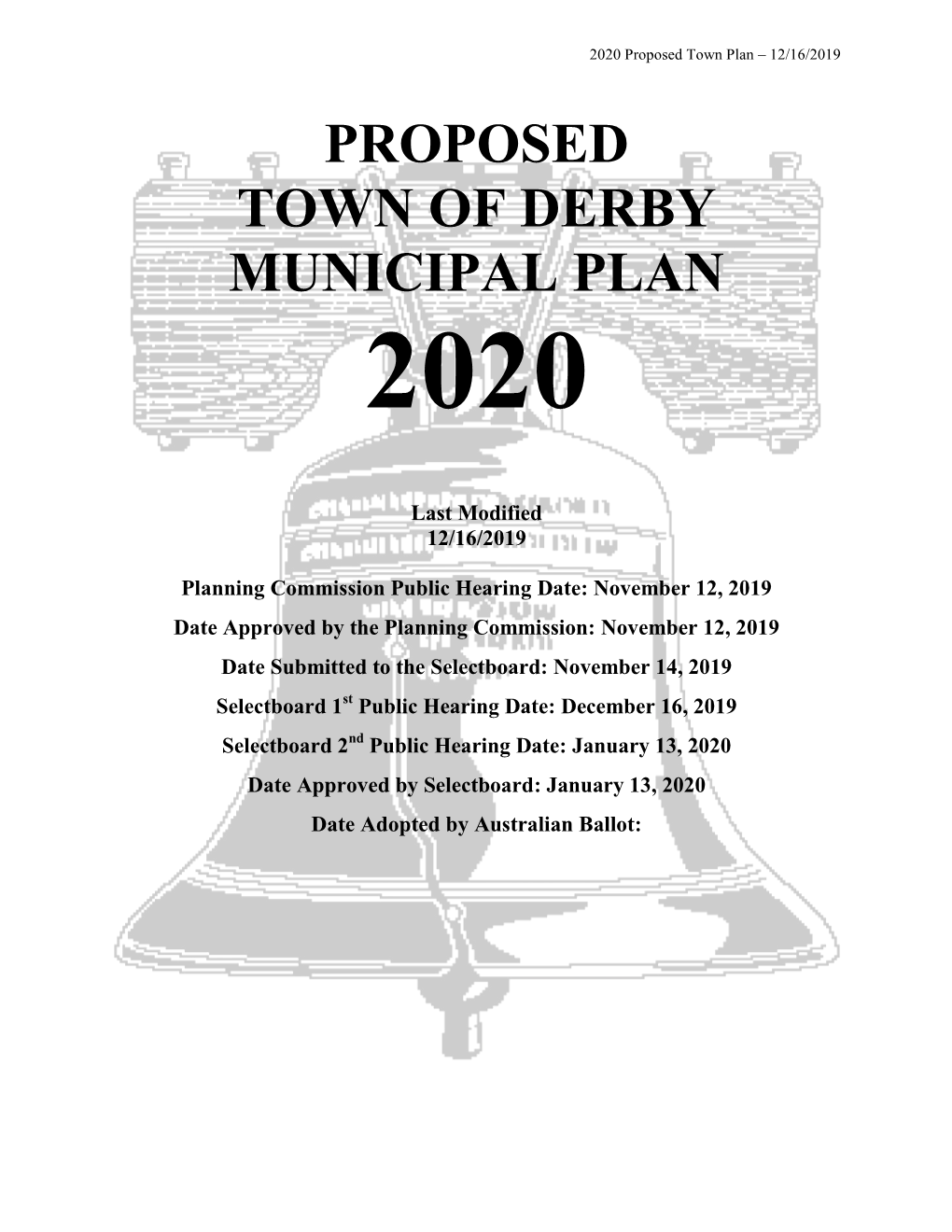 Proposed Town of Derby Municipal Plan 2020