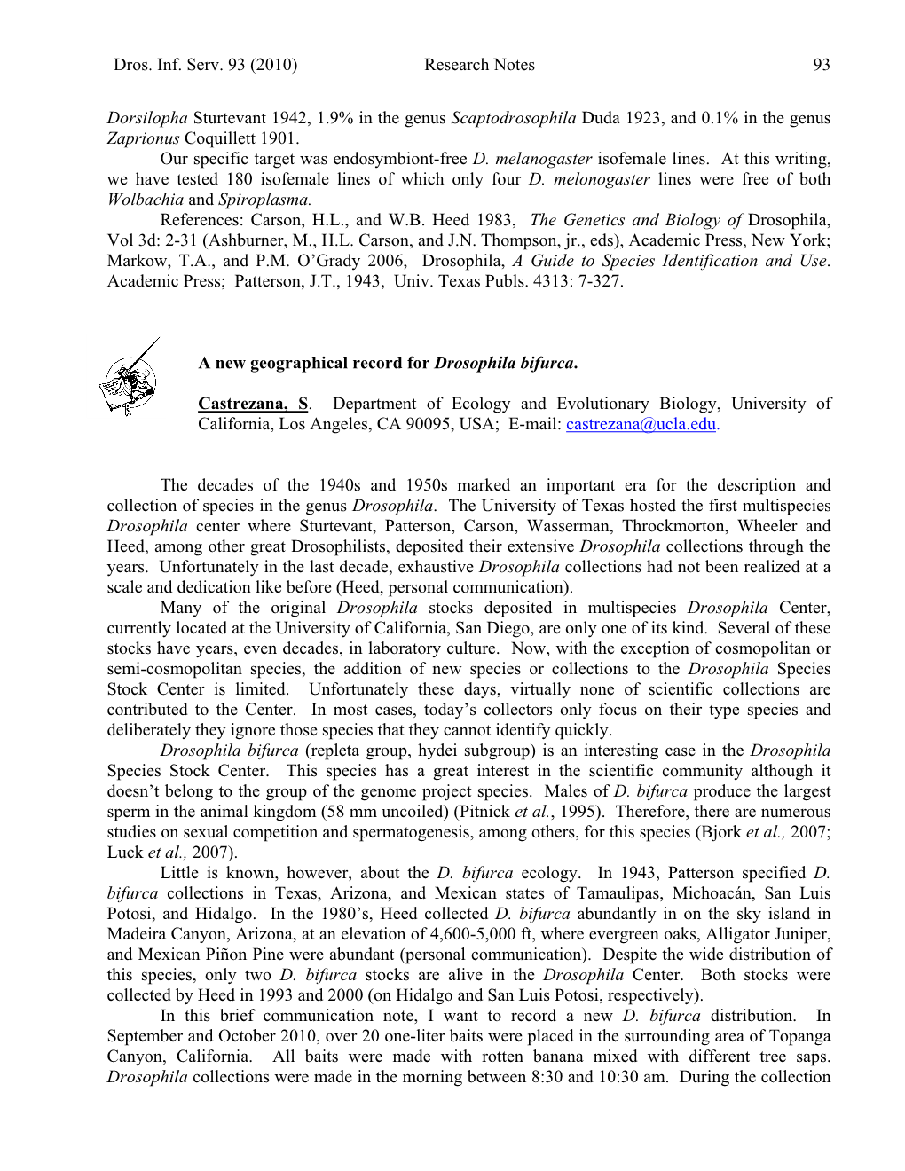 Dros. Inf. Serv. 93 (2010) Research Notes 93 Dorsilopha Sturtevant