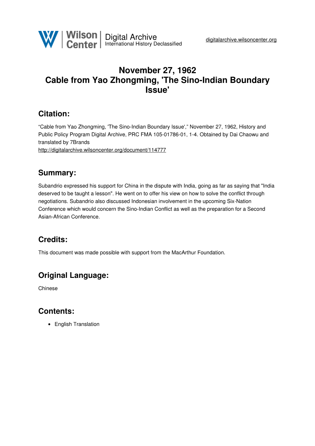 The Sino-Indian Boundary Issue'