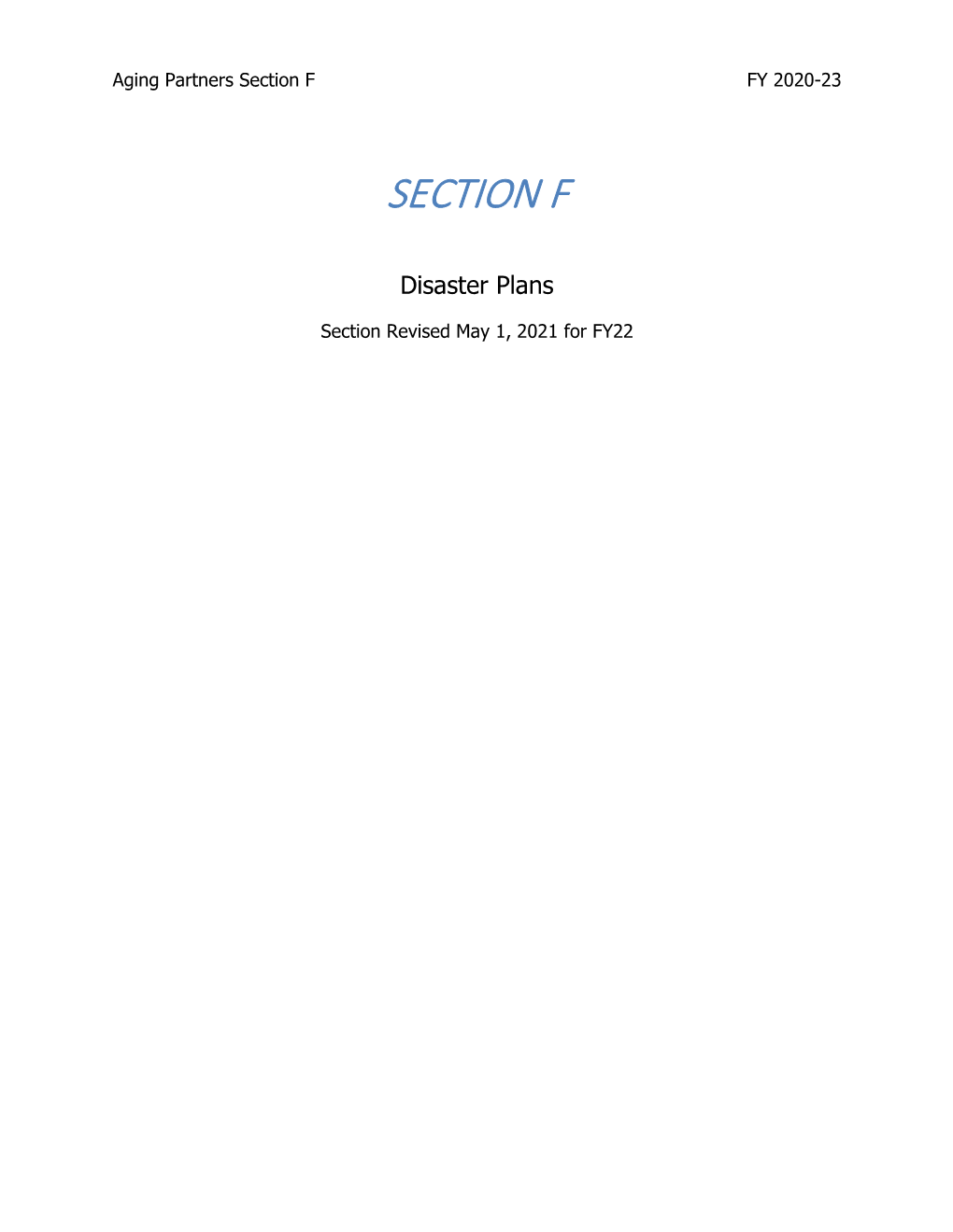 Section F FY 2020-23