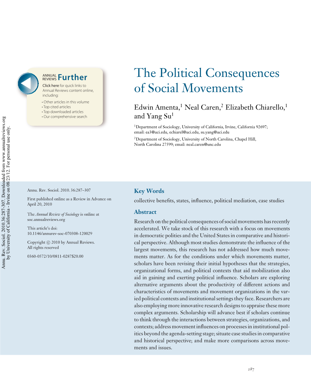 The Political Consequences of Social Movements