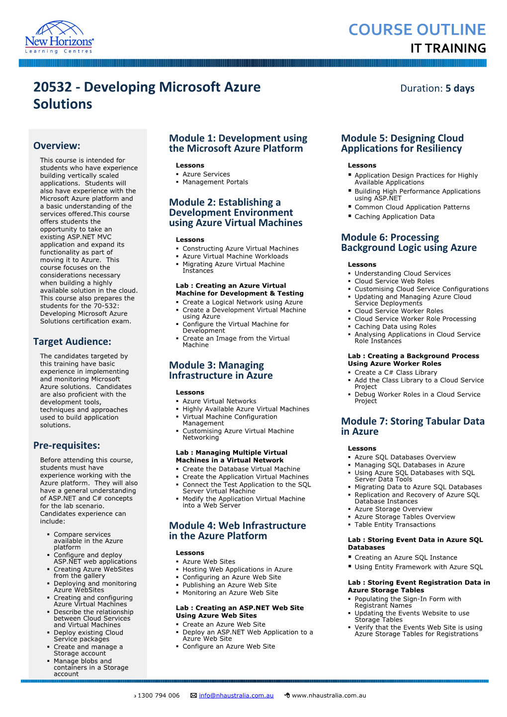 New Horizons Courseware Outlines s1