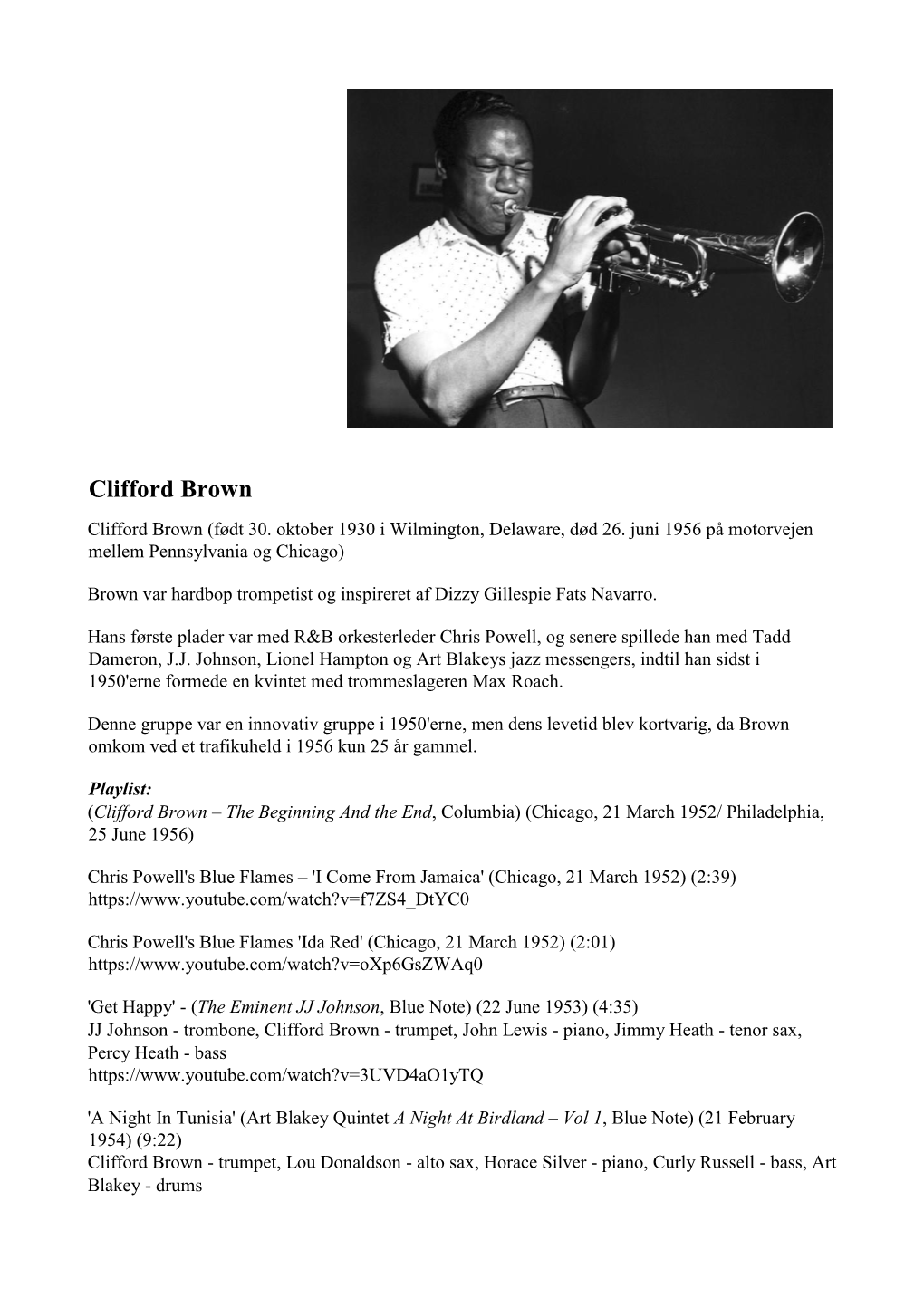 Clifford Brown Clifford Brown (Født 30