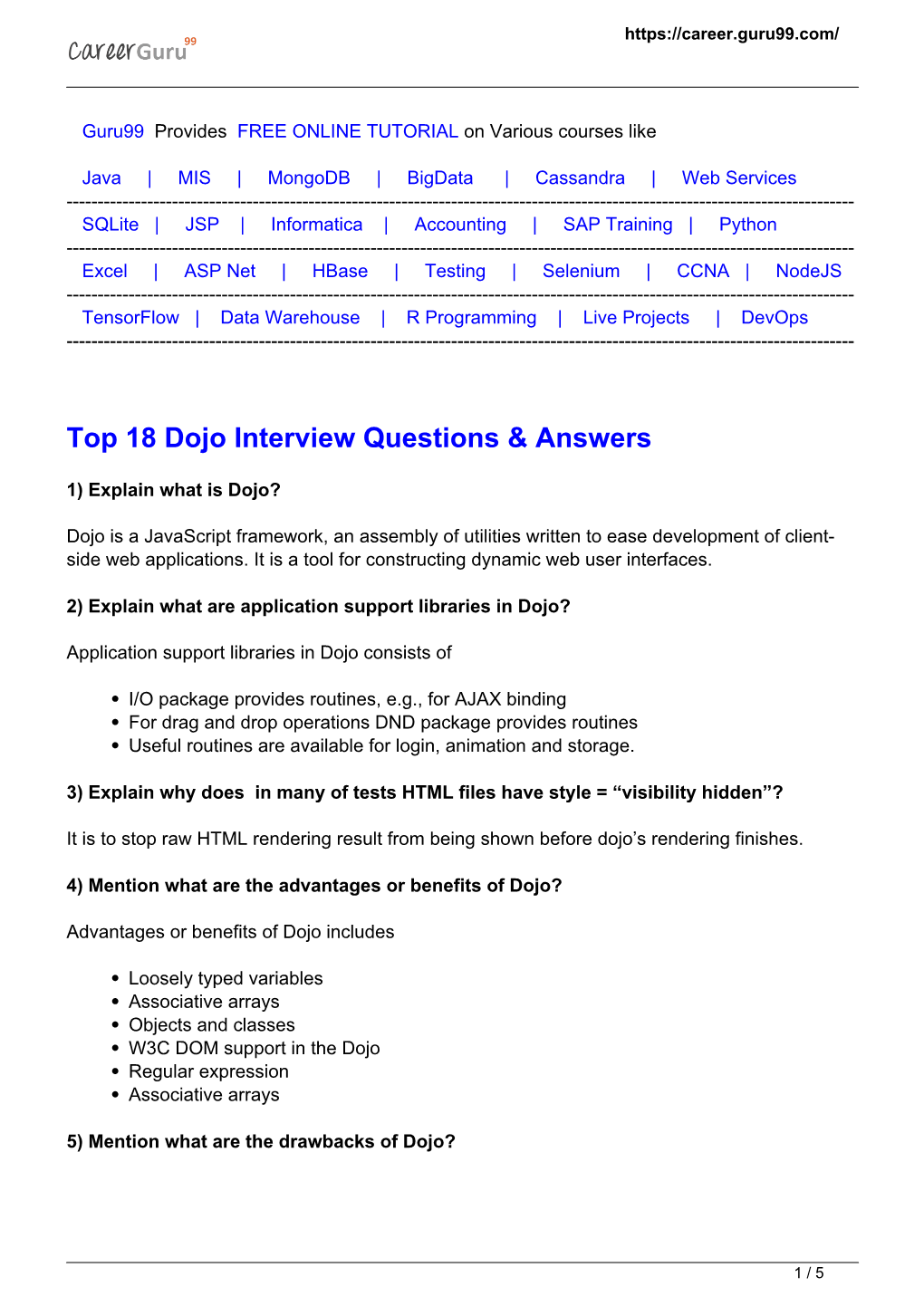 Top 18 Dojo Interview Questions & Answers