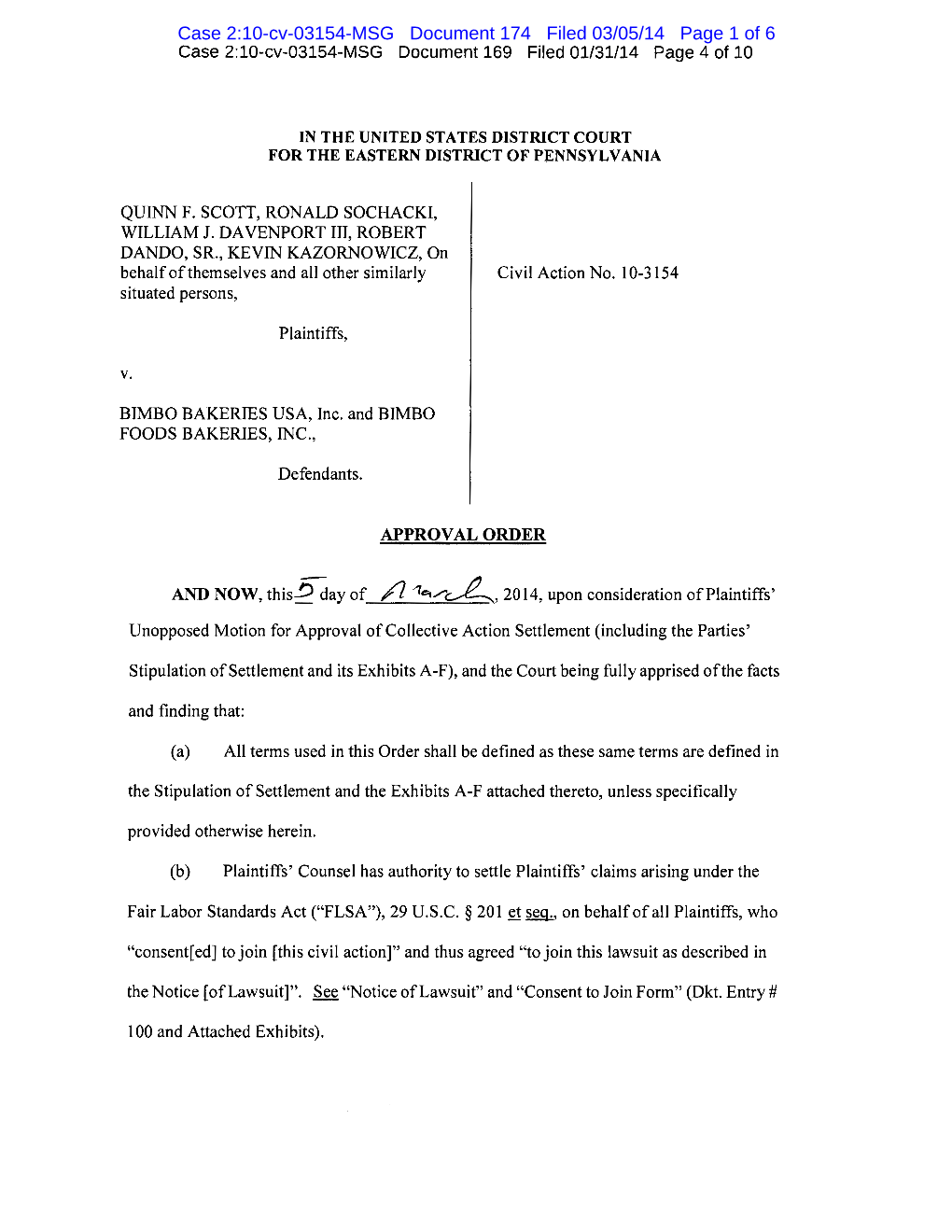 V. Case 2:10-Cv-03154-MSG Document 174 Filed 03/05/14 Page