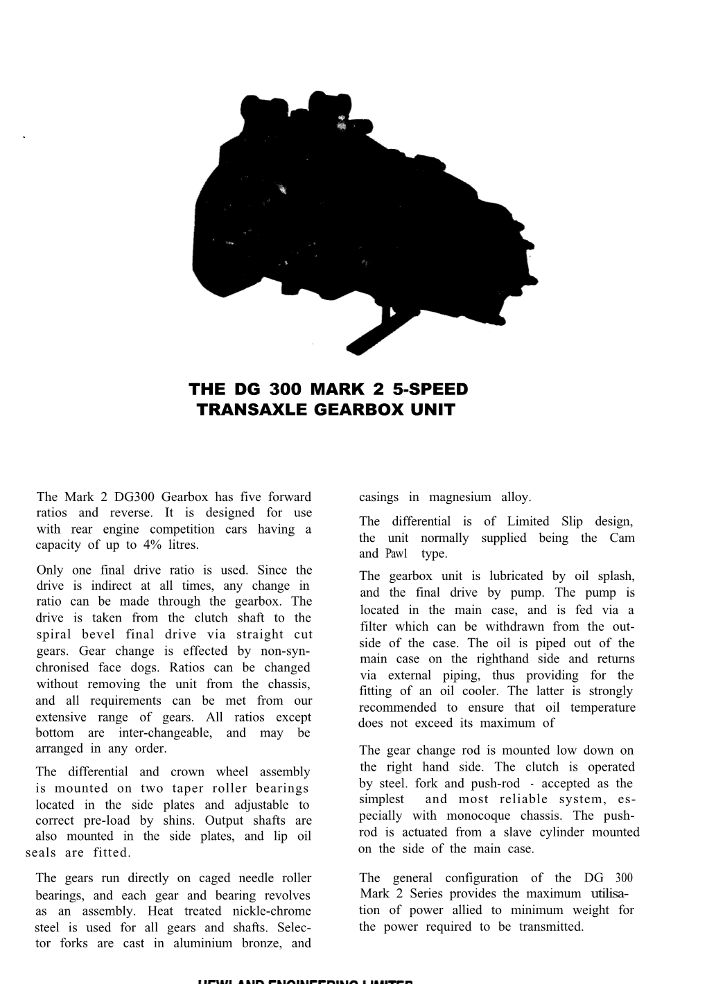 The Dg 300 Mark 2 5-Speed Transaxle Gearbox Unit