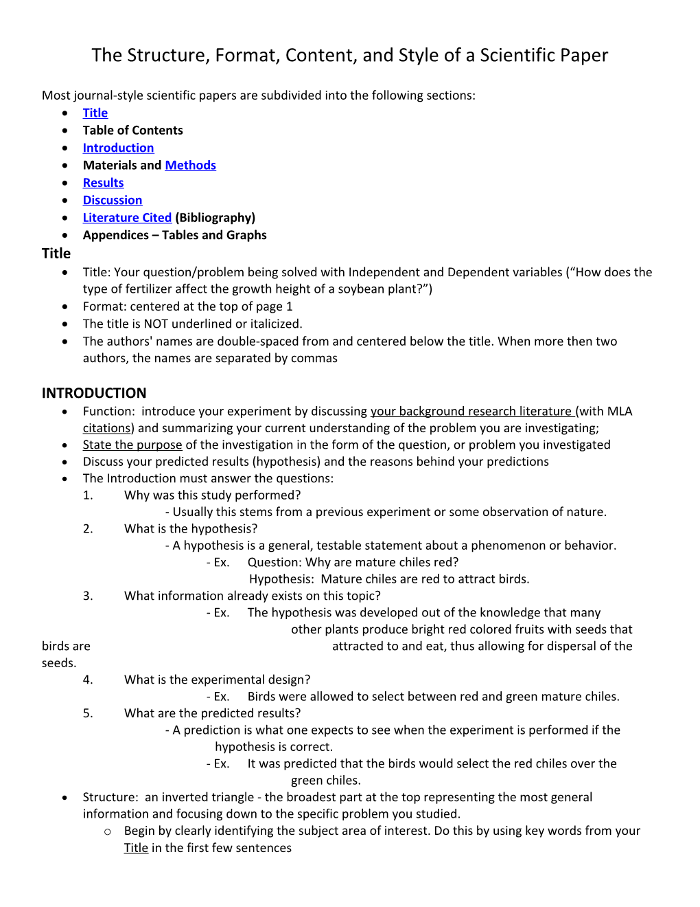 The Structure, Format, Content, and Style of a Journal-Style Scientific Paper