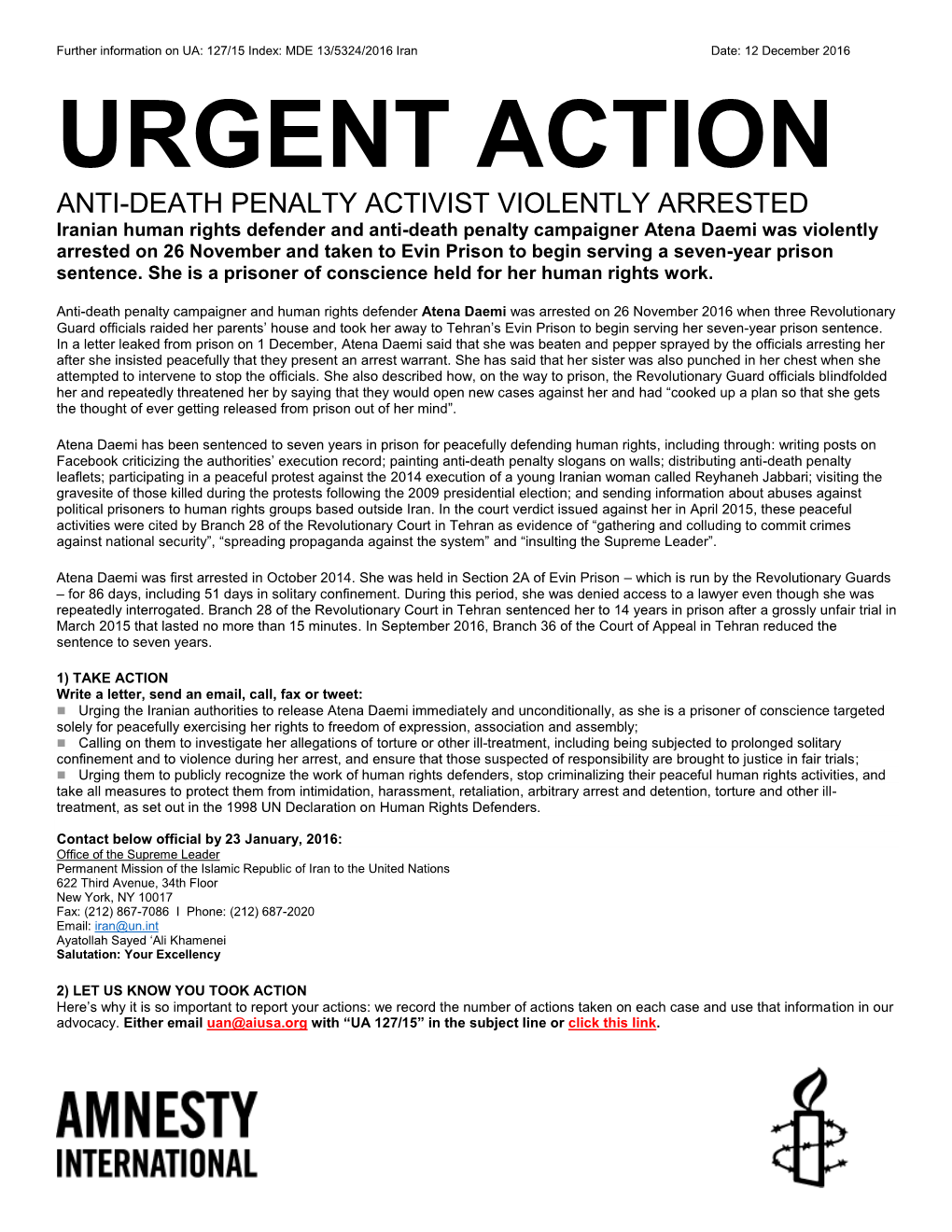 Urgent Action